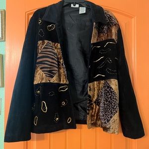 Multicolor Patterned Suede Jacket